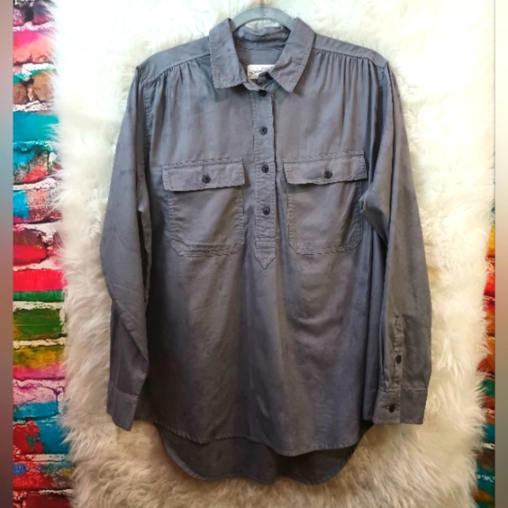 Universal Thread Gray Long Sleeve Button Up Front… - image 2